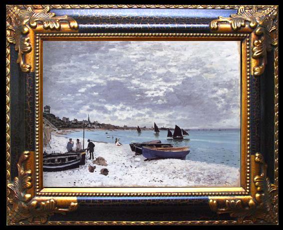 framed  Claude Monet The Beach at Sainte-Adresse, Ta063